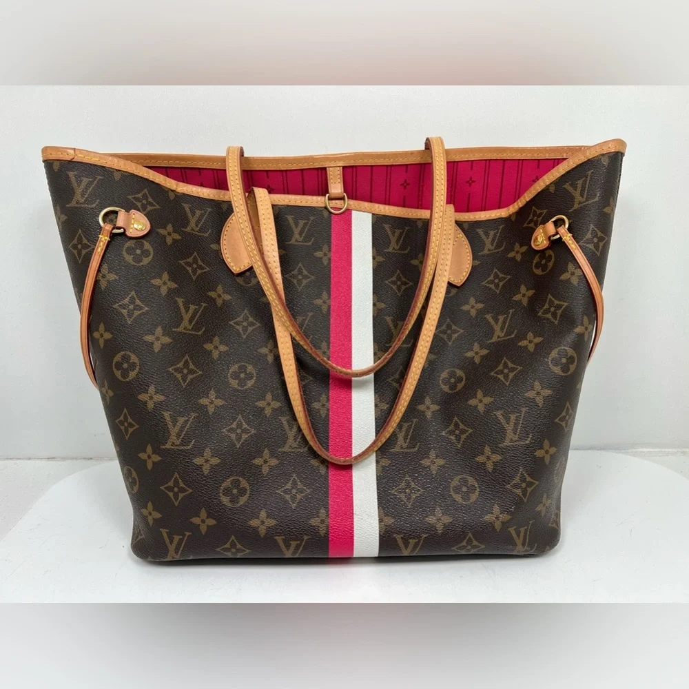 LOUIS VUITTON Neverfull My LV Heritage MM Monogram With Pouch Pink Stripes - Picture 3 of 14